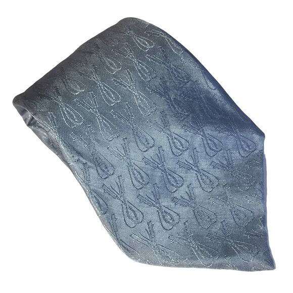 Vintage Gucci 100% silk light blue geometric print tie made in Italy - Picture 2 of 12